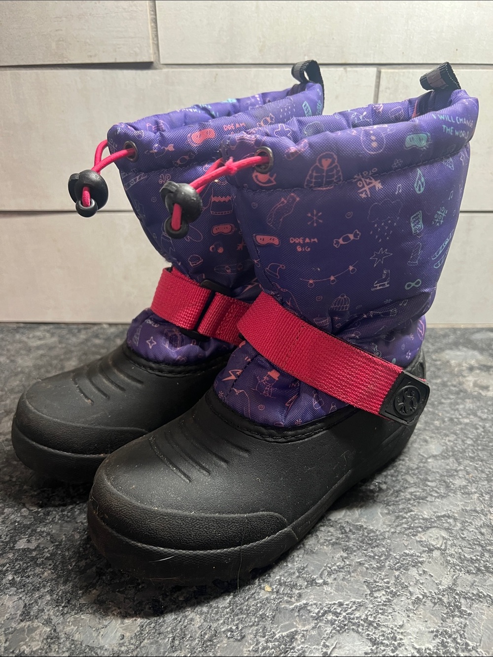 Northside size 11 Kids Purple Winter Boots with Pink Strap